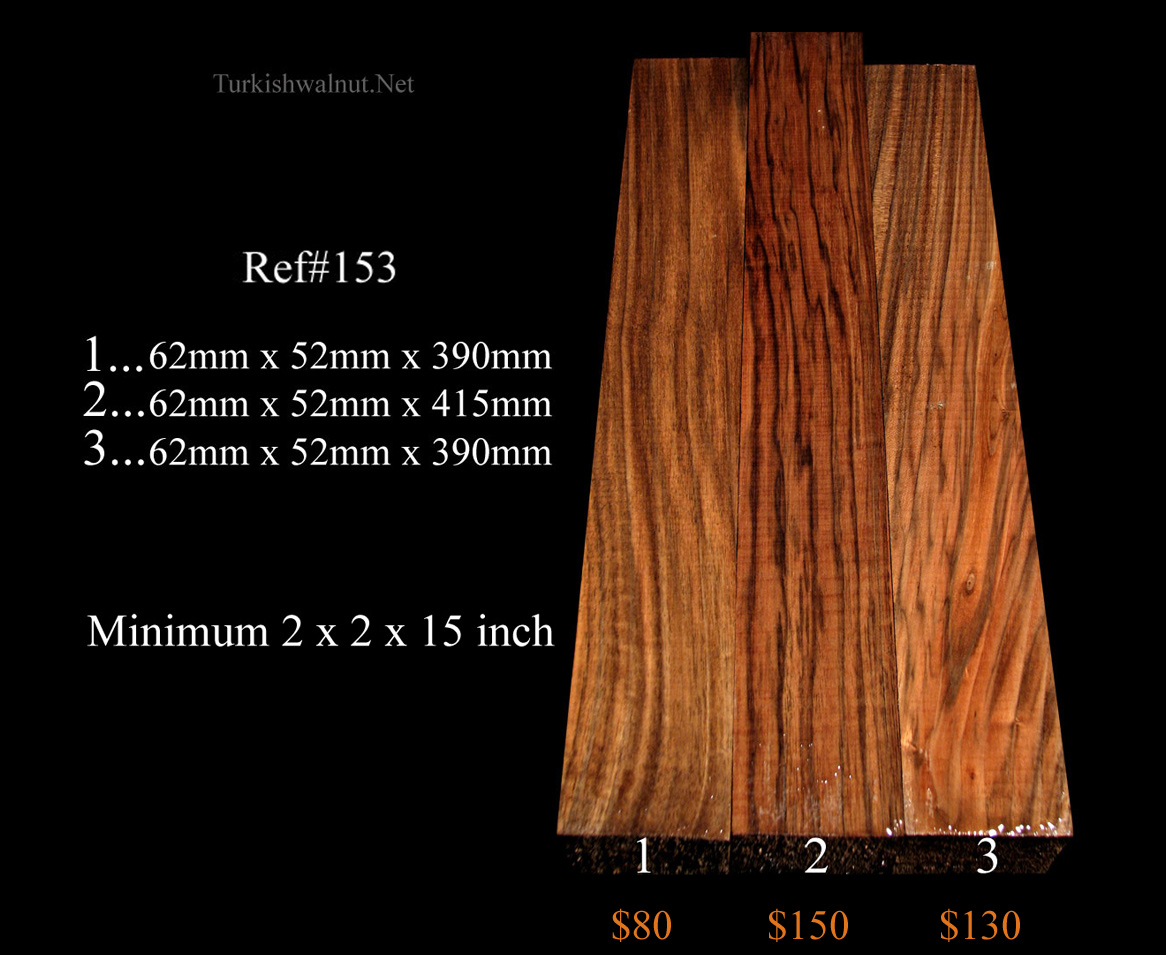 2 x 2 x 15 inch Turkish walnut turning blocks
